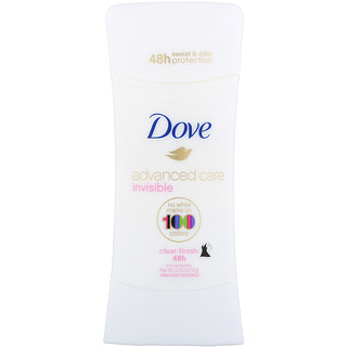Dove, Advanced Care, Invisible, Déodorant antitranspirant, Clear Finish, 74 g