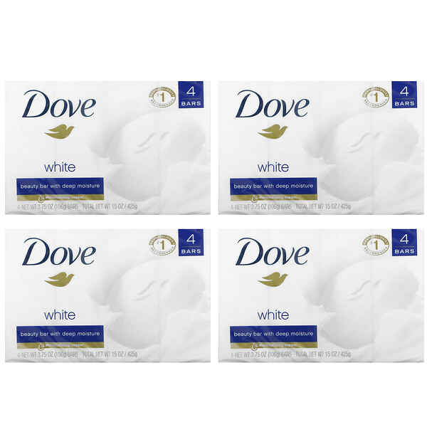 Dove‏, White Beauty Bar, 4 Bars, 3.75 oz (106 g) Each