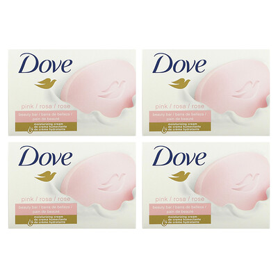 Dove Мыло Beauty Bar с глубоким увлажнением, розовое, 4 насадки по 4 унции (113 г) каждая