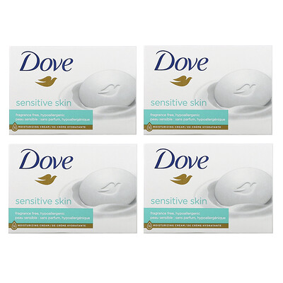 Dove Косметическое мыло для чувствительной кожи, без отдушек, 4шт. по 106г (3,75унции)