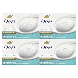 Dove, 美化塊皁，敏感肌膚，無香，4 塊，每塊 3.75 盎司（106 克）