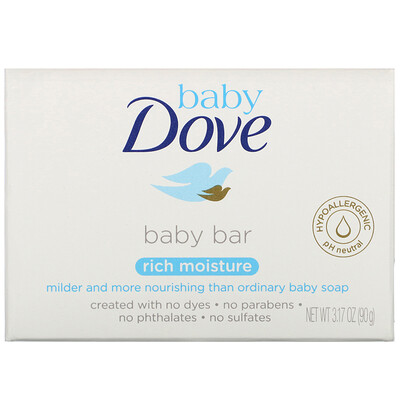 Купить Baby Dove, Baby Bar Soap, Rich Moisture, 3.17 oz (90 g)