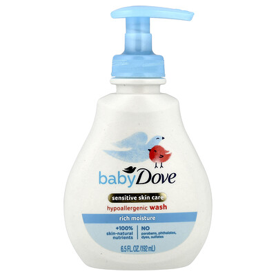 Dove , Baby, Sensitive Skin Care, Hypoallergenic Wash, Rich Moisture, Fl Oz (192 Ml) Size 6.5