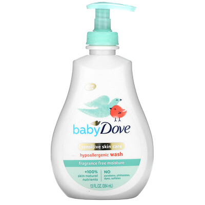 Купить Dove Средство для ухода за чувствительной кожей для детей, гипоаллергенное средство, без отдушек, 384 мл (13 жидк. Унций)