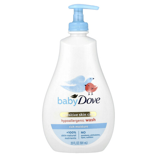 Dove, Baby, Pflege für empfindliche Haut, hypoallergene Wäsche, reichhaltige Feuchtigkeit, 591 ml (20 fl. oz.)