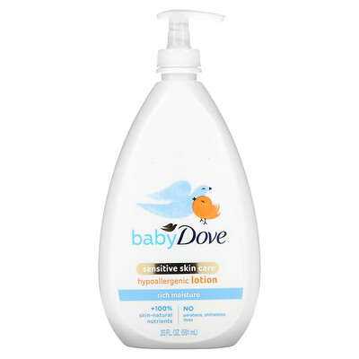 Купить Dove Для детей, для чувствительной кожи, гипоаллергенный лосьон, насыщенное увлажнение, 591 мл (20 жидк. Унций)