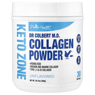 Divine Health, Dr. Colbert, MD Keto Zone, Colágeno en polvo, Sin sabor, 588 g (20,74 oz)