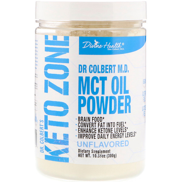 Divine Health Dr Colbert S Keto Zone Mct Oil Powder Unflavored 10 58 Oz 300 G