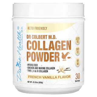 Divine Health, El Dr. Colbert, MD, Colágeno en polvo, Vainilla francesa, 630 g (22,22 oz)