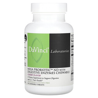 DaVinci Laboratories, Mega Probiotic ND with Digestive Enzymes Chewable, Cherry, 90 Chewable Tablets