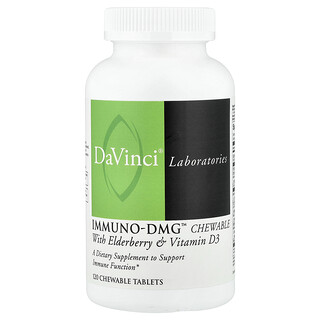 DaVinci Laboratories, Immuno-DMG masticable con saúco y vitamina D3`` 120 comprimidos masticables