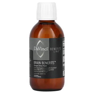 DaVinci Laboratories, Línea Benefits, Beneficios para el cerebro, Naranja y cereza, 200 ml (6,76 oz. líq.)
