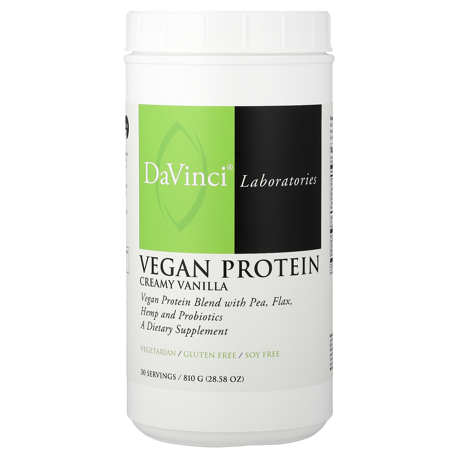 DaVinci Laboratories (다빈치 래보라토리스), 비건 단백질, 크리미 바닐라, 810g(28.58oz)