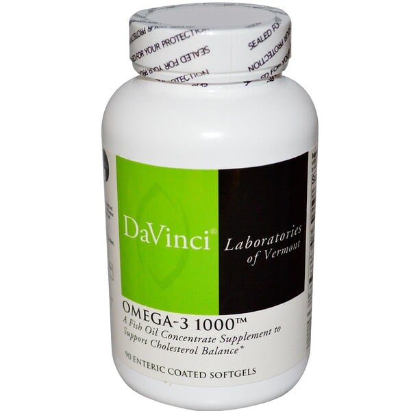 DaVinci Laboratories of Vermont, Omega-3 1000, 90 Enteric Coated Softgels (Discontinued Item) 