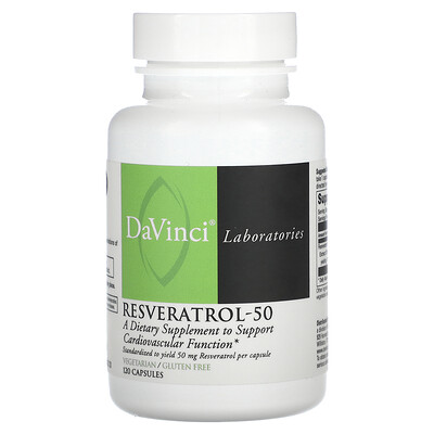 Product Image for DaVinci Laboratories, Resveratrol-50, 50 mg, 120 Capsules