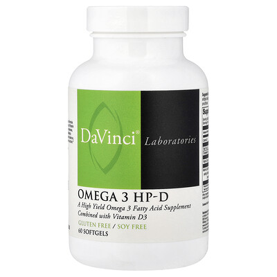 DaVinci Laboratories, Omega 3 HP-D, 60 cápsulas blandas