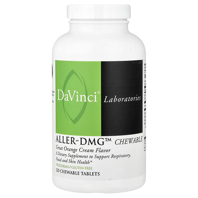 DaVinci Laboratories, Aller-DMG™, Comprimidos masticables para masticar, Crema de gran naranja, 120 comprimidos masticables