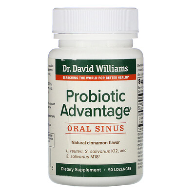 Dr. Williams Probiotic Advantage, Oral Sinus, Natural Cinnamon Flavor, 50 Lozenges