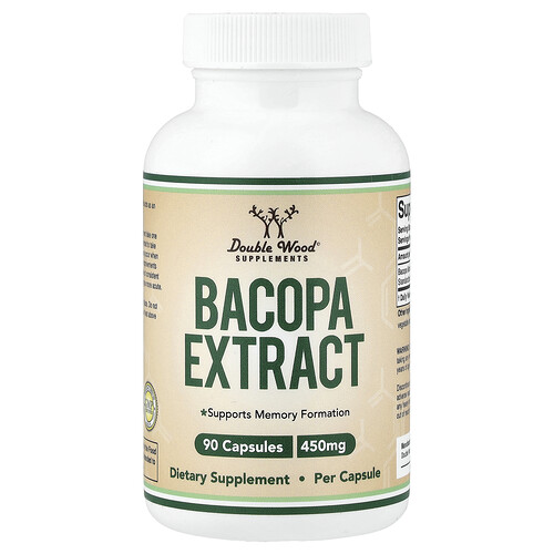 Double Wood Supplements, Bacopa Extract, 450 mg, 90 Capsules
