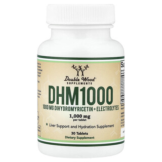 Double Wood Supplements, DHM1000, Dihydromyricetin + Electrolytes, 30 Tablets