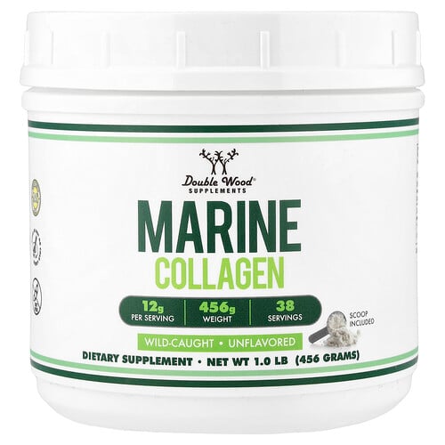 Double Wood Supplements, Marine Collagen, Unflavored, 1 lb (456 g)