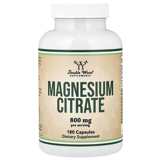 Double Wood Supplements, Magnesium Citrate, 180 Capsules (400 mg per Capsule)