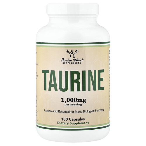 Double Wood Supplements, Taurine, 180 Capsules (500 mg per Capsule)