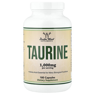 Double Wood Supplements, таурин, 180 капсул (500 мг в 1 капсуле)