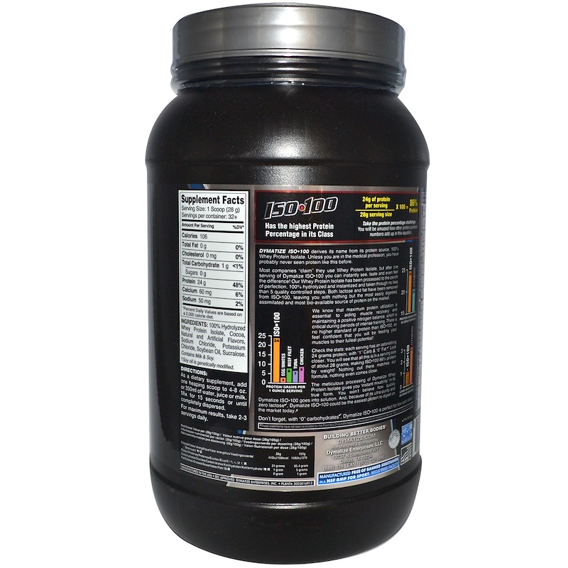 Dymatize Nutrition, ISO•100, 100 Hydrolyzed Whey Protein Isolate