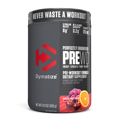 Dymatize Nutrition Pre W.O., охлажденная смесь фруктов, 14,11 унций (400 г)