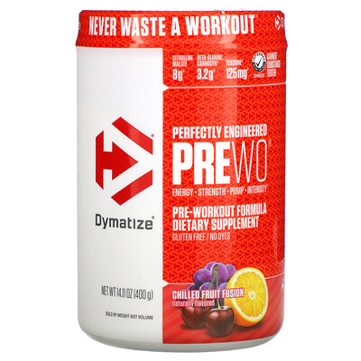 Dymatize Nutrition Perfectly Engineered Pre WO, предтренировочная добавка, охлажденная смесь фруктов, 400 г (14,11 унции)