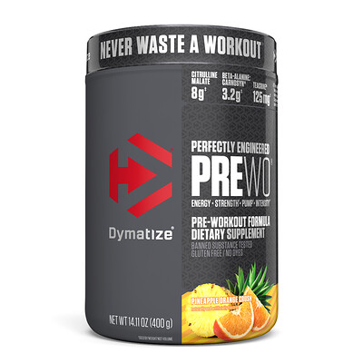 Dymatize Nutrition Pre-WO., Pineapple Orange Crush, 14.11 oz (400 g)