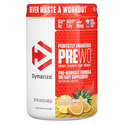 Dymatize Nutrition Perfectly Engineered Pre WO, предтренировочная добавка, ананас и апельсин, 400 г (14,11 унции)