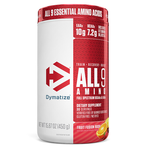Dymatize Nutrition‏, All 9 Amino, תערובת פירות Fruit Fusion Rush, 450 גרם
