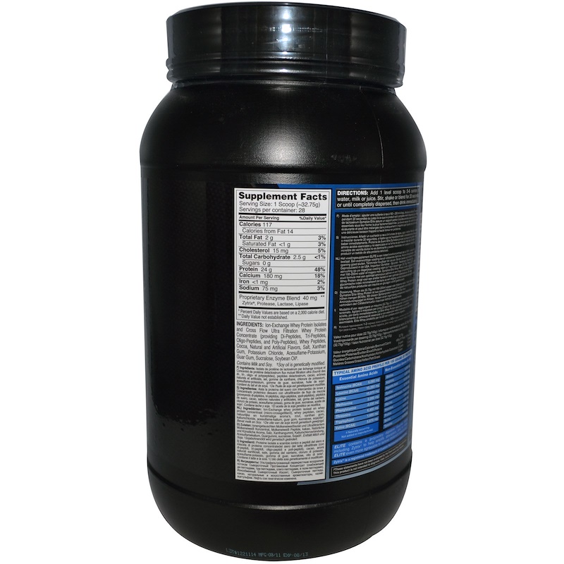 Dymatize Nutrition, Elite, Whey Protein Isolate, Chocolate Fudge, 2.03