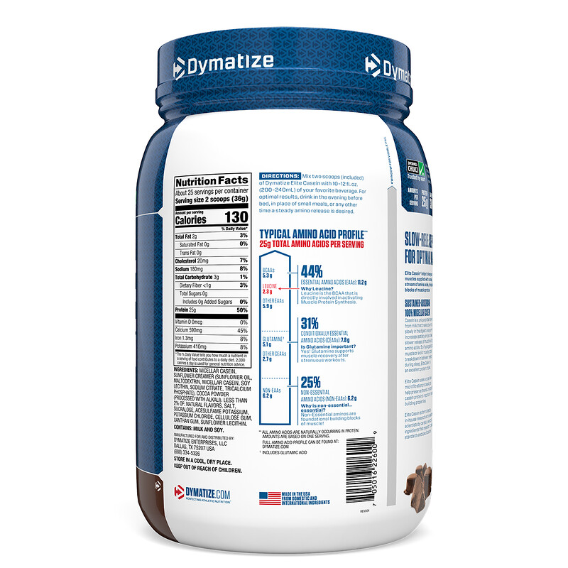 Dymatize Nutrition, Elite Casein, Rich Chocolate, 2 lbs (907 g) - iHerb