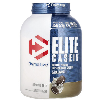 Dymatize, Elite Casein, Cookies & Cream, 4 lbs (1.8 kg)