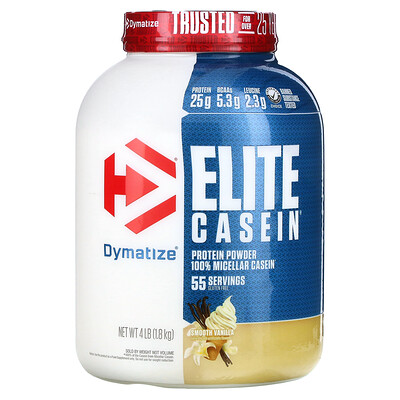Dymatize Elite Casein, со вкусом ванили, 1,8 кг (4 фунта)