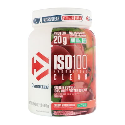 Dymatize Nutrition ISO100 Hydrolyzed Clear, 100% Whey Protein Isolate, Cherry Watermelon, 1.1 lb (500 g)