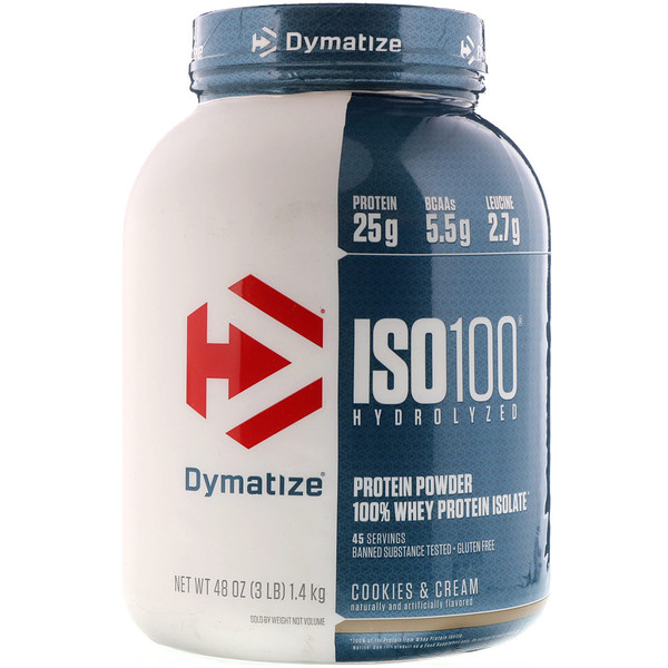 Dymatize Nutrition, ISO 100 Hydrolysiertes 100% Molkenprotein-Isolat, Cookies & Cream, 1,36 kg