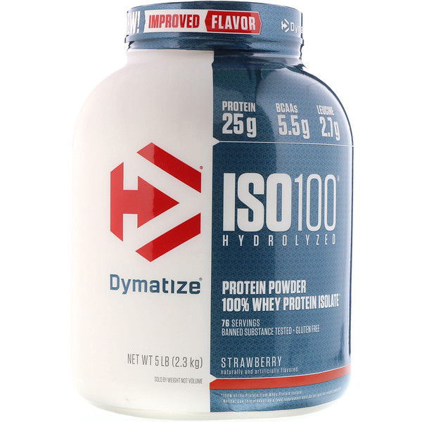 Dymatize Nutrition, ISOò100 Hydrolysiertes 100% Molkenprotein-Isolat, Erdbeere, 5 lbs (2,27 kg)