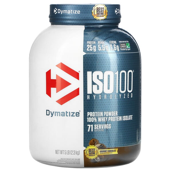 Dymatize Nutrition, ISO 100 가수분해된, 100% 유장 단백질 과립, 깊은 풍미의 초코렛, 5 Lbs (2.3 kg)