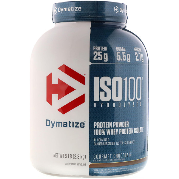 Dymatize Nutrition, ISO 100加水分解化、100%ホエイプロテインアイソレート、グルメチョコレート、5 Lbs (2.3 kg)