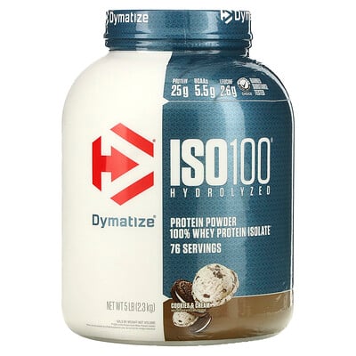 

Dymatize ISO100 Hydrolyzed 100% Whey Protein Isolate Cookies & Cream 5 lb (2.3 kg)