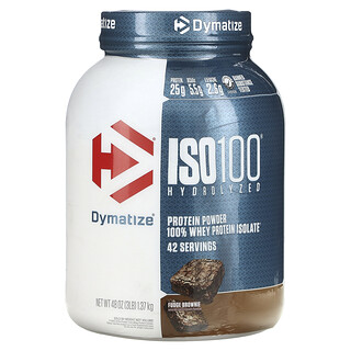 Dymatize, ISO100® hidrolizado, 100 % aislado de proteína de suero de leche, Brownie de dulce de leche, 1,37 kg (3 lb)