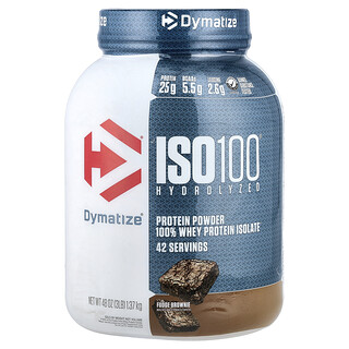 Dymatize, ISO100® hidrolizado, 100 % aislado de proteína de suero de leche, Brownie de dulce de leche, 1,37 kg (3 lb)