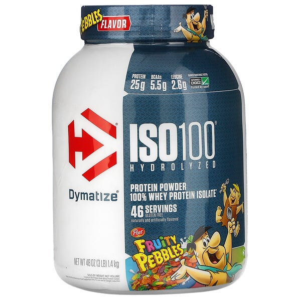 Dymatize Nutrition, ISO100 Hydrolyzed, 100% Whey Protein Isolate, Fruity Pebbles, 3 lb (1.4 kg)