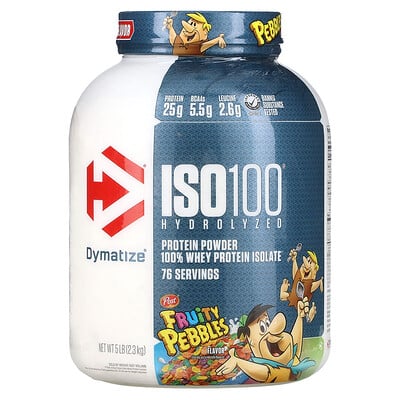 

Dymatize ISO100 Hydrolyzed Protein Powder 100% Whey Protein Isolate Fruity Pebbles Flavor 5 lb (2.3 kg)