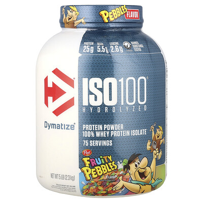 Dymatize, ISO100® hidrolizado, 100 % aislado de proteína de suero de leche, Fruity Pebbles, 2,3 kg (5 lb)