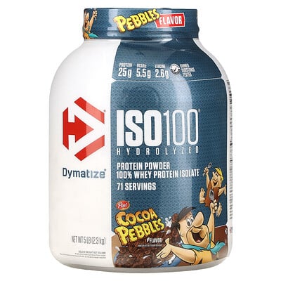 

Dymatize ISO100 Hydrolyzed Protein Powder 100% Whey Protein Isolate Cocoa Pebbles Flavor 5 lb (2.3 kg)